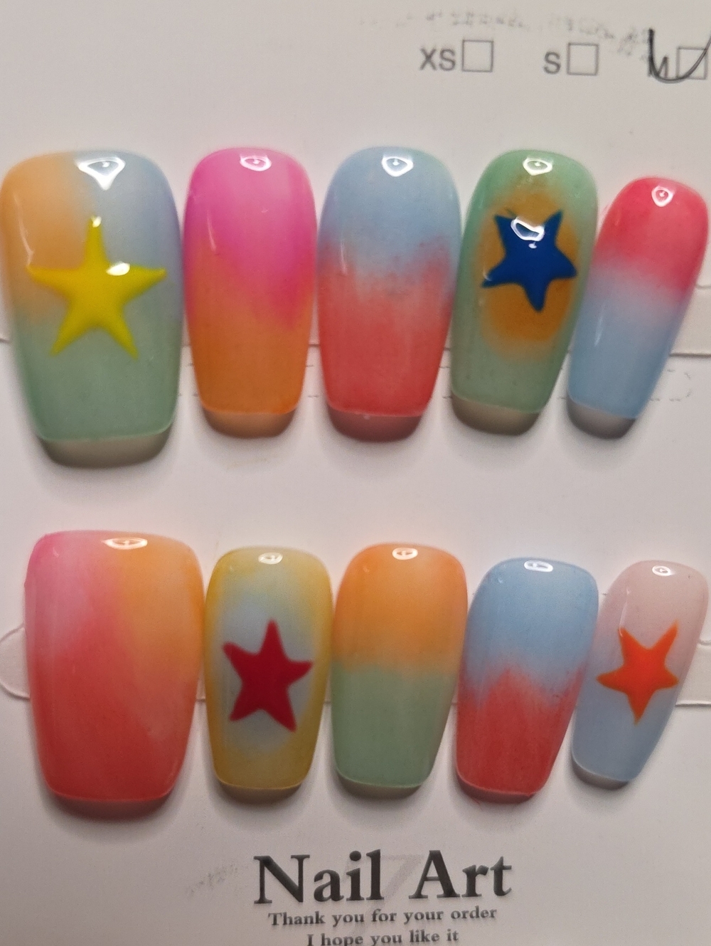 Gradient Star Nail Art Set - Multicolor Size Med
